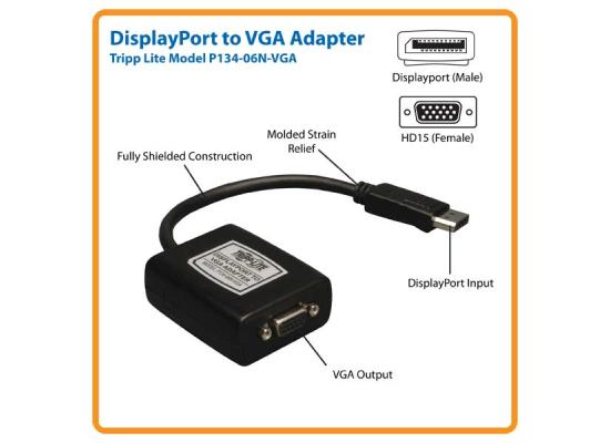 Tripp Lite P134-06N-VGA  Displayport To VGA (Black)